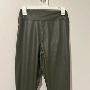 NWT Aerie Faux Leather Forest Green Leggings Size Large